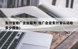 支付宝推广企业服务(推广企业支付宝认证给多少佣金)